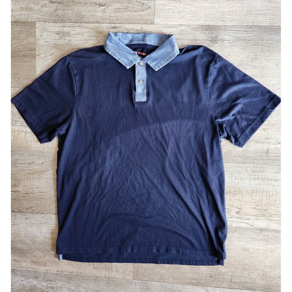 JOE FRESH Navy & Light Blue Dual Color Polo Shirt Mens Size Large Short Sleeve